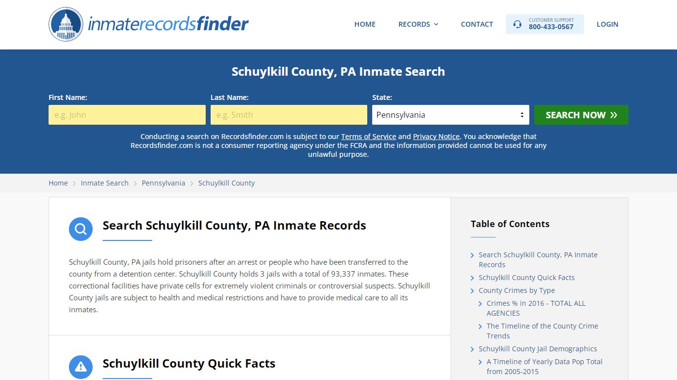 Schuylkill County, PA Inmate Lookup & Jail Records Online