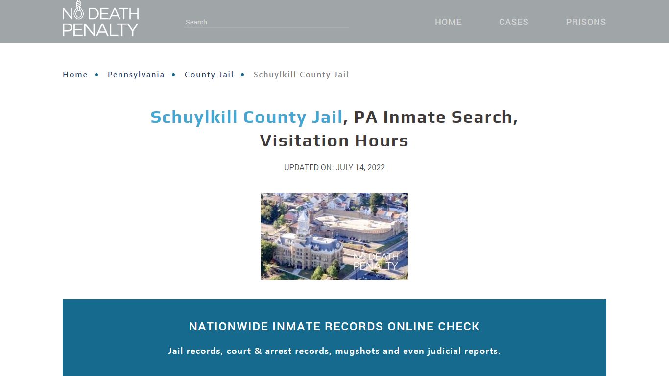 Schuylkill County Jail, PA Inmate Search, Visitation Hours